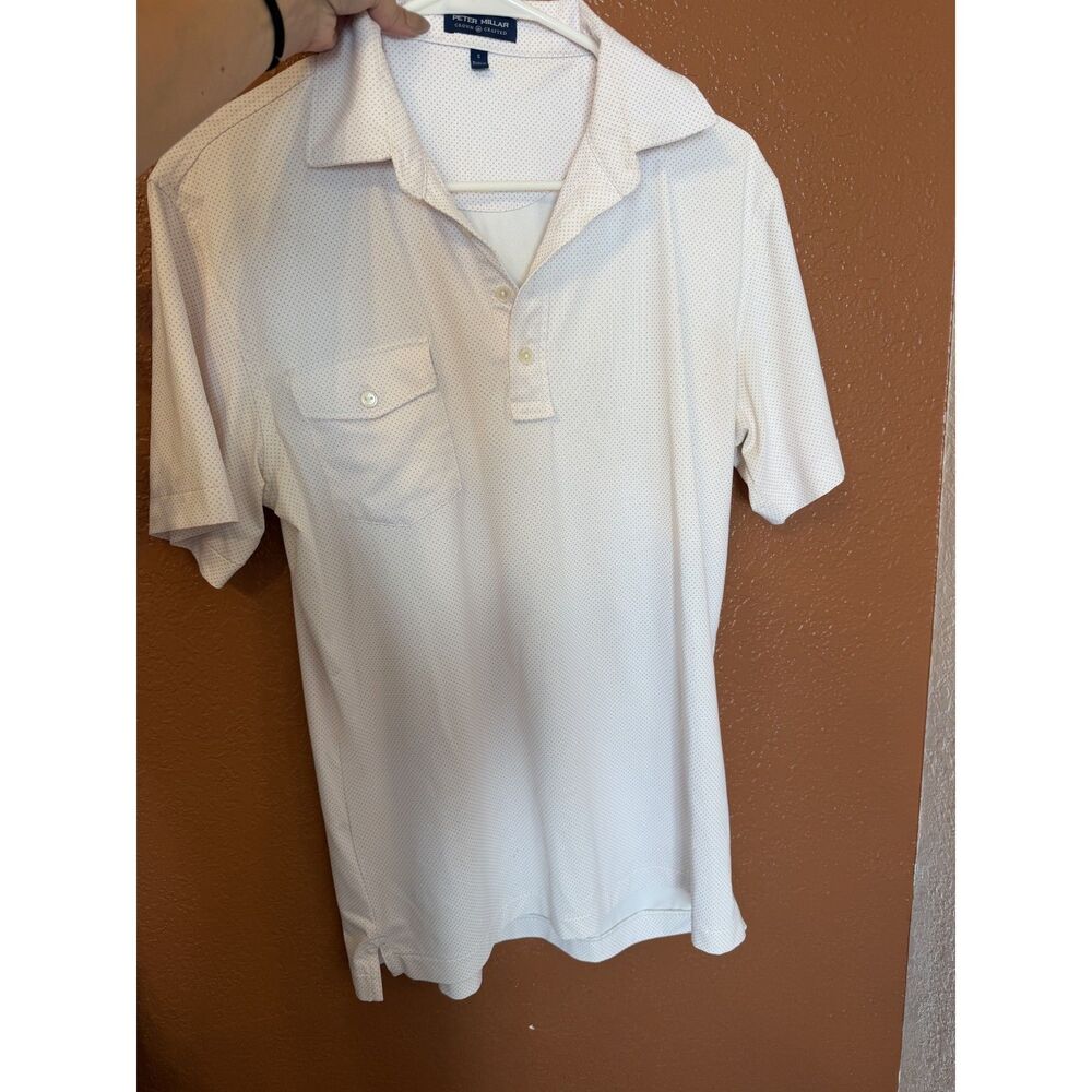 Peter Millar White and Pink Short Sleeve Polo Size Small